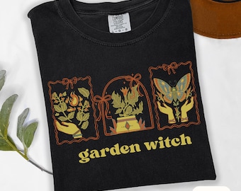 Garden Witch Comfort Colors Tee Witchy Hands With Bows And Garden Art Soft Vintage Botanical Graphic Tee Gift For Plant Witch Friend