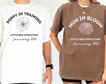 Expecting Parents T-Shirt Customizable New Parents T-shirts Matching Cute Flower Shirts for Parents to Be Personalized Gift for New Parents
