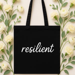 Belastbare schwarze Canvas Tote Inspirierende Power Wort Tasche Canvas Cotton Carryall Bild 5