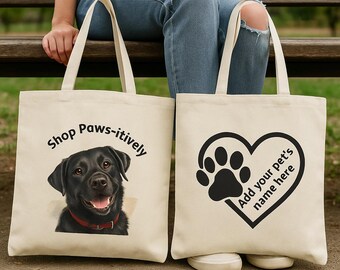 Labrador Retriever akvarell Paw-sitively Tote Hundvänja Svart Lab Husdjur Gåva