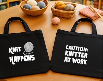 Knit Happens Einkaufstasche Stricken Canvas Carryall