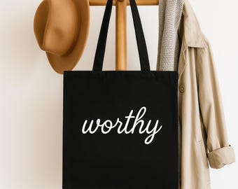 Worthy Black Canvas Tote Inspirierende Tasche Markt-Shopper
