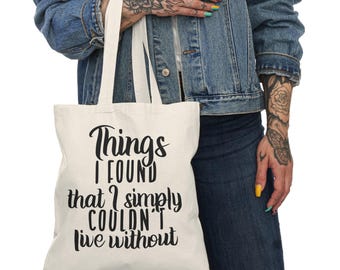 Things I Found tote bag, reusable canvas shopper
