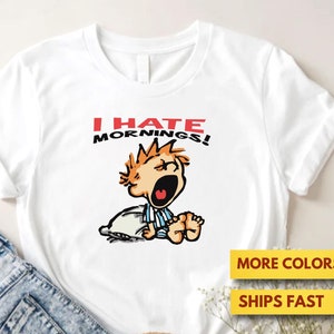 Camiseta premium vintage I Hate Mornings, camiseta retro de dibujos animados, camiseta vintage, camiseta de moda, Y2K, camiseta vintage de los 90