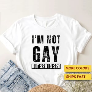 Non sono gay ma 20 è 20 T-shirt premium offensiva divertente, maglietta umoristica offensiva, maglietta premium sarcasmo offensivo