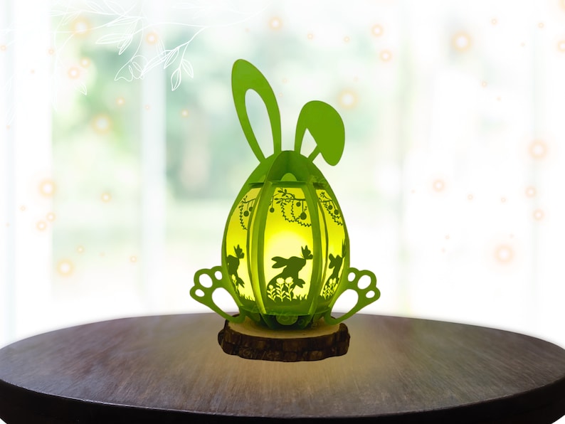 Bunny Lantern Easter Eggs Pop Up PDF, SVG Light Box for Cricut Projects, Cricut Joy, ScanNcut, Easter Sphere Popup, DIY Lantern with Rabbit image 4