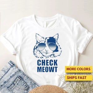 Koszulka Check Meowt, zabawna koszulka z kocim kalamburem, koszulka Check Me Out dla miłośników kotów, Premium Ultra Soft