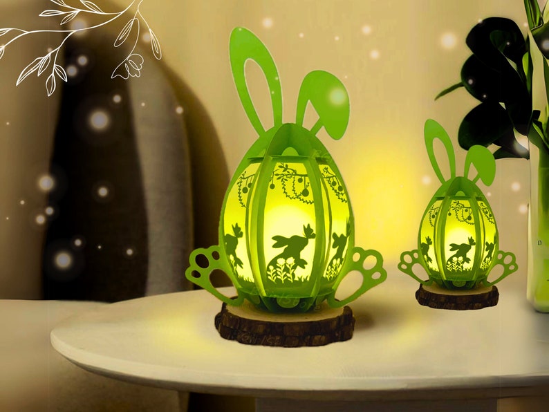 Bunny Lantern Easter Eggs Pop Up PDF, SVG Light Box for Cricut Projects, Cricut Joy, ScanNcut, Easter Sphere Popup, DIY Lantern with Rabbit image 3