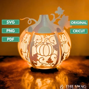 Lanterna di zucca SVG - Modello di lanterna di Halloween - Buon Halloween - Carta tagliata - File SVG della scatola luminosa - Lanterne di carta fai da te