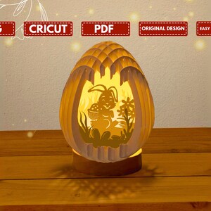 Pack 5 Easter Eggs Pop Up PDF, SVG Light Box for Cricut Projects, Cricut Joy, Cameo4, ScanNcut, Easter Sphere Popup, DIY Lantern with Rabbit image 5