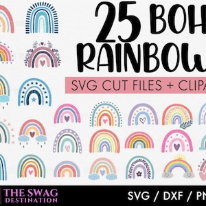 Rainbow SVG Bundle, Boho Rainbow SVG, Rainbow Clipart, Pastel Rainbow Svg, Svg Files For Cricut, Silhouette Digital Download