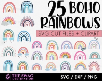 Regenbogen SVG Bundle, Boho Regenbogen SVG, Regenbogen Clipart, Pastell Regenbogen SVG, SVG Dateien für Cricut, Silhouette Digitaler Download