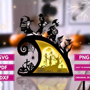 Lanterna da incubo di Halloween Shadow Box SVG per progetti Cricut fai da te, Lanterna da incubo Lanterna per decorazione di Halloween facile da usare