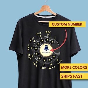 Custom Rotary Dial Shirt, Custom Telephone Tshirt, Personalized Gift for Dad Mom Grandpa Grandma, Vintage Retro Rotary Dial Premium Shirt