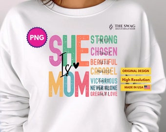She is Mom PNG, Retro Mother PNG, Blessed Mom PNG, Mom Shirt, Mom Life Png, Mother's Day Png, Mom Png, Gift for Mom, Retro Mama Quotes