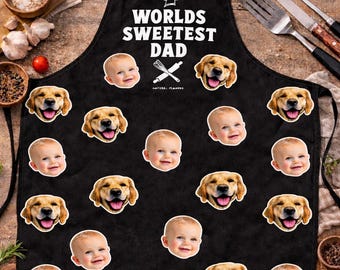 Delantal con foto personalizado para papá: regalo de barbacoa personalizado para el Día del Padre
