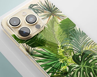 Tropical Palm Leaves iPhone Case: Boho Greenery Design, iPhone 15