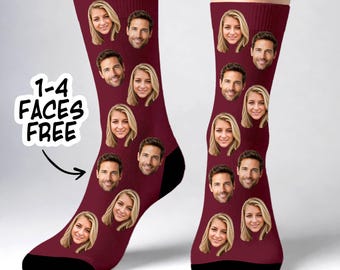 Calcetines personalizados con caras, regalo de Navidad personalizado para él y para ella.