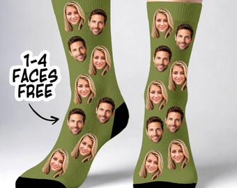 Calcetines personalizados con caras, regalo divertido y personalizado para marido y mujer.