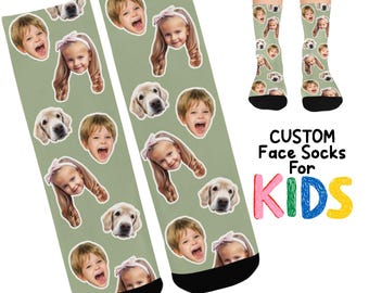 Calcetines personalizados con caras de mascotas para niños, regalo divertido y personalizado con foto de mascota para amantes de los perros.
