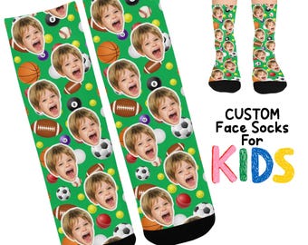 Calcetines personalizados con caras para niños, regalo deportivo personalizado con foto para niños.