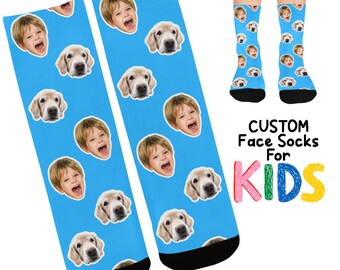 Calcetines personalizados con caras de perros para niños, regalo divertido y personalizado para amantes de las mascotas con foto de perro.