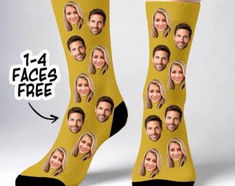 Calcetines personalizados con caras, regalo de cumpleaños divertido y personalizado para él y para ella.