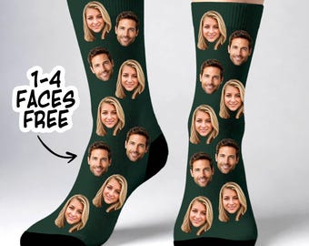 Calcetines personalizados con caras, divertido regalo de Navidad personalizado con foto para él y para ella.