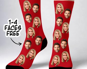 Calcetines personalizados con caras, regalo navideño divertido y personalizado con foto.