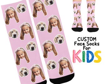 Calcetines personalizados con caras de perros para niños, regalo de cumpleaños divertido y personalizado con foto de perro.