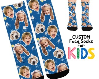 Calcetines personalizados con caras de perros para niños, regalo fotográfico personalizado para amantes de los perros.