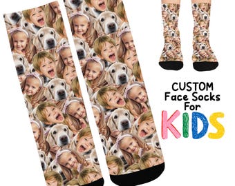 Calcetines personalizados con caras de perros para niños, regalo de cumpleaños divertido y personalizado con foto de perro.