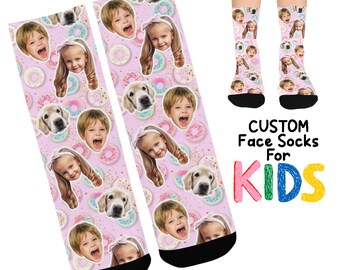 Calcetines infantiles personalizados, foto de la cara personalizada, regalo divertido para mascotas para niños y niñas.