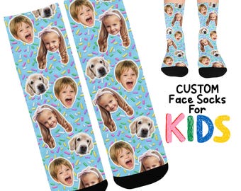 Custom Face Socks for Kids, Personalized Photo Pet Socks, Funny Children Gift