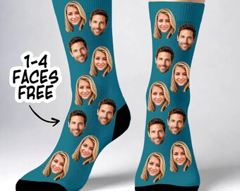 Calcetines personalizados con caras, regalo divertido y personalizado de aniversario para él y para ella.