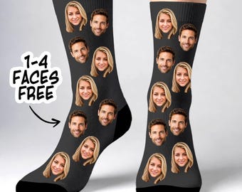 Calcetines personalizados con caras, regalo divertido y personalizado para marido y mujer.
