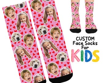 Calcetines personalizados con caras de mascotas para niños, regalo personalizado con foto de mascota para niños