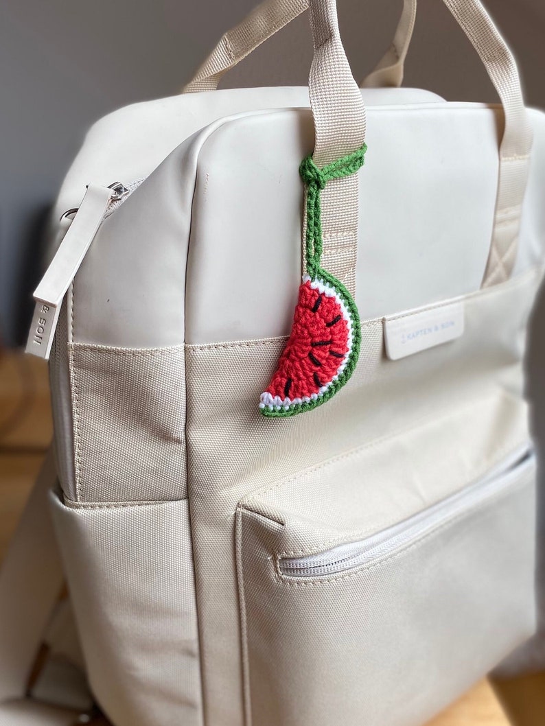 Wassermelonen Taschen Rucksack Beutel Anhänger gehäkelt Watermelon Karpuz Statement Bild 1