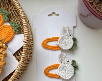 2x Hasen Karotten Haarklammer Haar Accessoires Rabbit Carrot