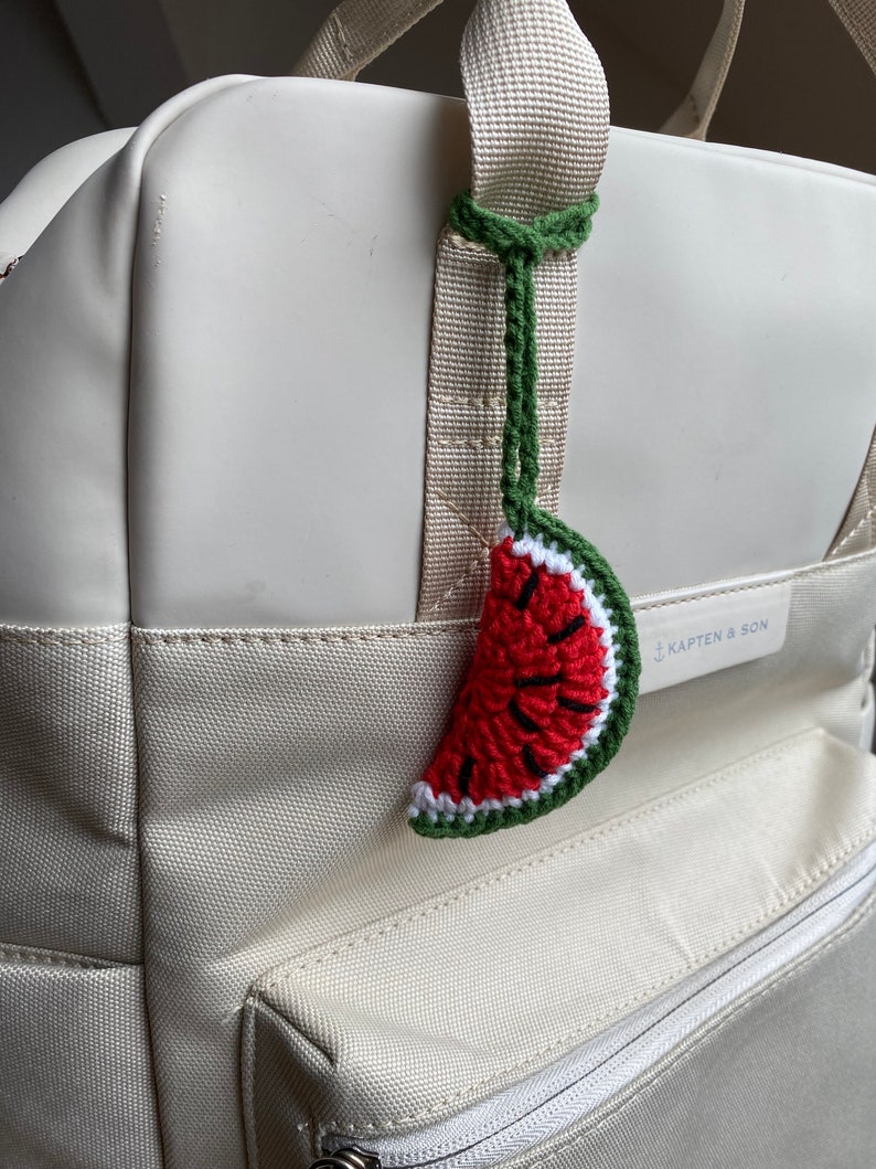 Wassermelonen Taschen Rucksack Beutel Anhänger gehäkelt Watermelon Karpuz Statement Bild 2