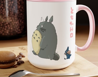 Mug Totoro, Mug Studio Ghibli, Mug bicolore 15 oz, Mug cadeau anime, Mug Mon voisin Totoro