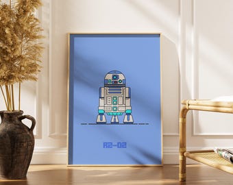 R2-D2 Star Wars Digital Print | Minimalist Droid Wall Art | Modern Star Wars Wall Art | Sci-Fi Droid Illustration | Instant Download