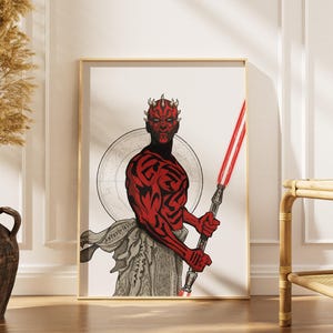 Darth Maul Sith Lord Poster, Tattoo-Inspired Dark Side Wall Art (Digital Download)