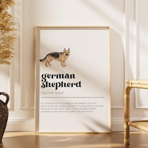 Deutscher Schäferhund Definition Print Set, Lustiger Hund Wörterbuch Kunst, Set mit 2 Digitalen Postern