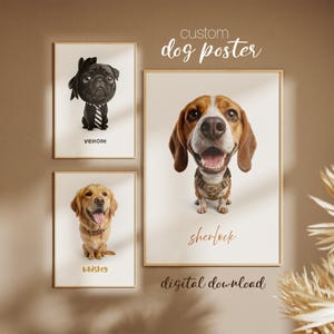 Custom Dog Caricature Poster, Stylized Pet Portrait (Digital Download)