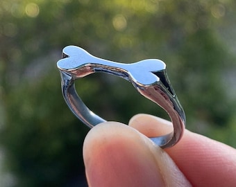 Sterling Silver Bone Ring/Hand-Carved 925 Silver