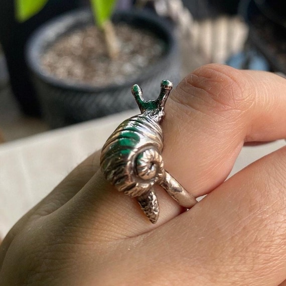 Snail Ring/ Handmade Ring 925 Sterling Silver/plant Jewelry/bug