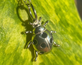 Ladybug Necklace/Sterling Silver and Enamel Ladybug