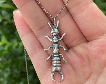 Sterling Silver Earwig Necklace/Bug Jewelry/Bug Lover Gift