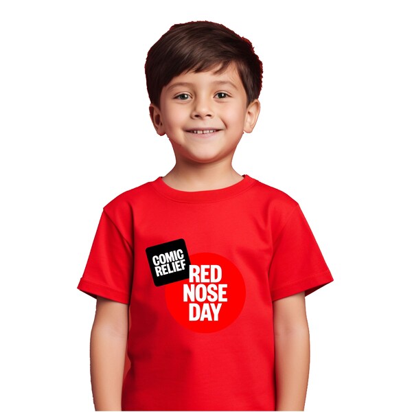 Red Nose Day Themed Novelty T-Shirt, Comic Relief Super Man Funny Hero Event Charity Awareness Red Nose Kids Adults Unisex Tee Top